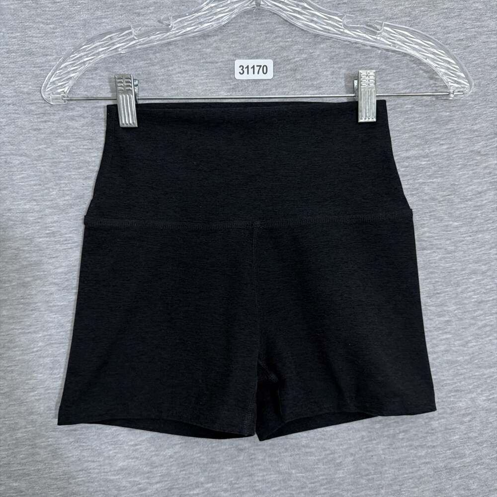 Beyond Yoga Women's Size XS Black Space Dye Black High Waisted 3" Bike Shorts